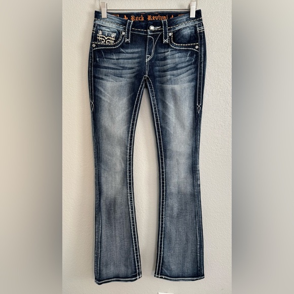 Rock Revival Cloven Bootcut Dark Denim Jeans Y2K Style